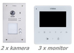 Wideodomofon cyfrowy dwie kamery trzy monitory M1022W