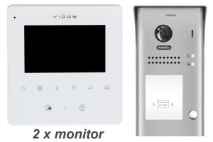 Wideodomofon cyfrowy Vidos Duo Dwa monitory M1022W Czytnik S1101A