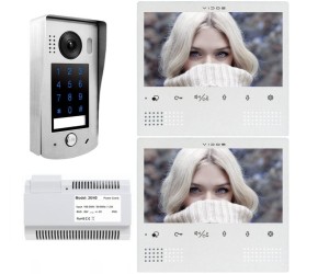 Wideodomofon Vidos z interkomem dwa monitory M1023W Szyfrator S1301D